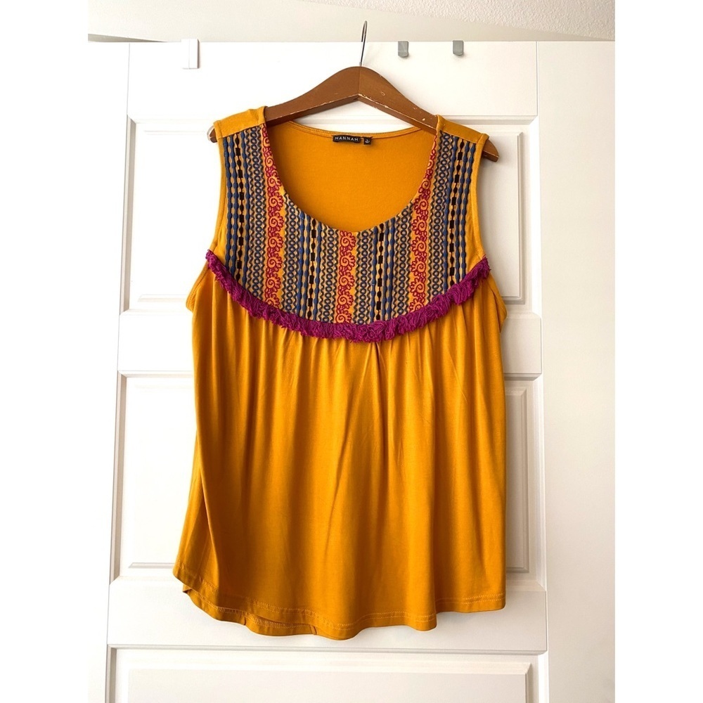 Sleeveless Embroidered Mustard Top |‎ Hannah